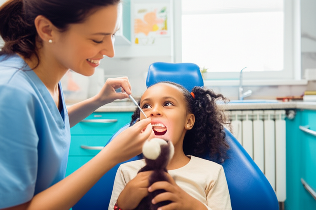 Dentista infantil con paciente